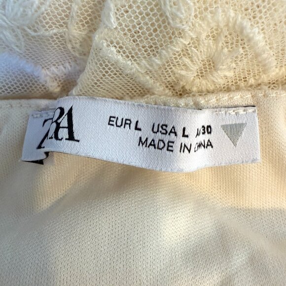 Zara Maxi Dress Lace Embroidery Cottagecore Croquette Prairie Ivory Medium - Picture 10 of 13